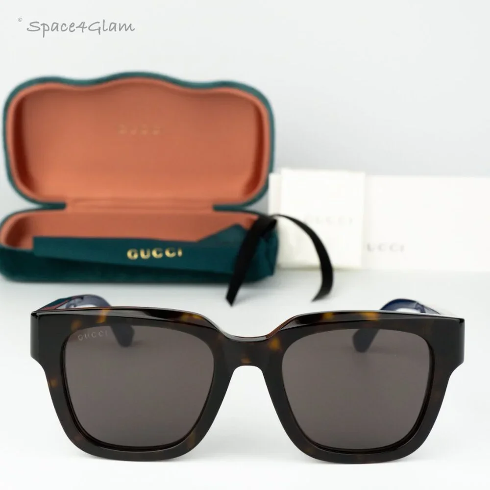 NEW Gucci GG1670SK 002 Havana Red Blue Grey Unisex Square Sunglasses GG 1670SK